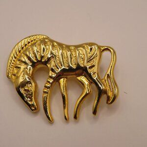 Gold Tone Zebra Brooch